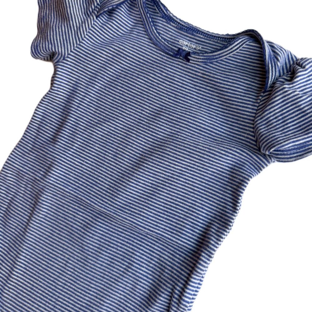 3/$21 | Baby Girl 18M Summer Short Sleeve Bodysuits, Set of 3 Blues and Grays - Picture 4 of 13